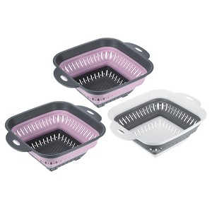 Unique Bargains Pasta Veggies Kitchen Collapsible Food Colander with Extendable Handle 3 Pcs - 1 of 4