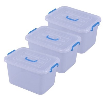 Basicwise Large Clear Storage Container With Lid and Handles