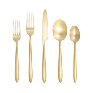 Fortessa Tableware Solutions 20pc Velo Brushed Gold Plated Flatware Set: Modern 18/10 Stainless Steel, Service for 4 - 1 of 4