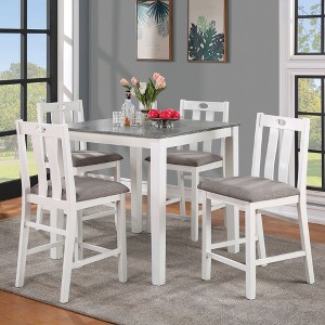 5-Piece Counter Height Dining Set with Square Table and 4 Chairs - 1 of 4