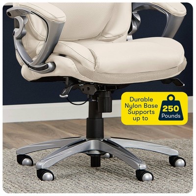 Ergonomic Cream Bonded Leather Executive Office Chair with AIR Lumbar Support