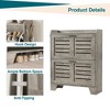 GustoWave Farmhouse Shoe Cabinet with 2 Flip Down Drawers & 2 Hooks, Wood Narrow Entryway Shoe Storage Organizer, Rustic Grey - 4 of 4