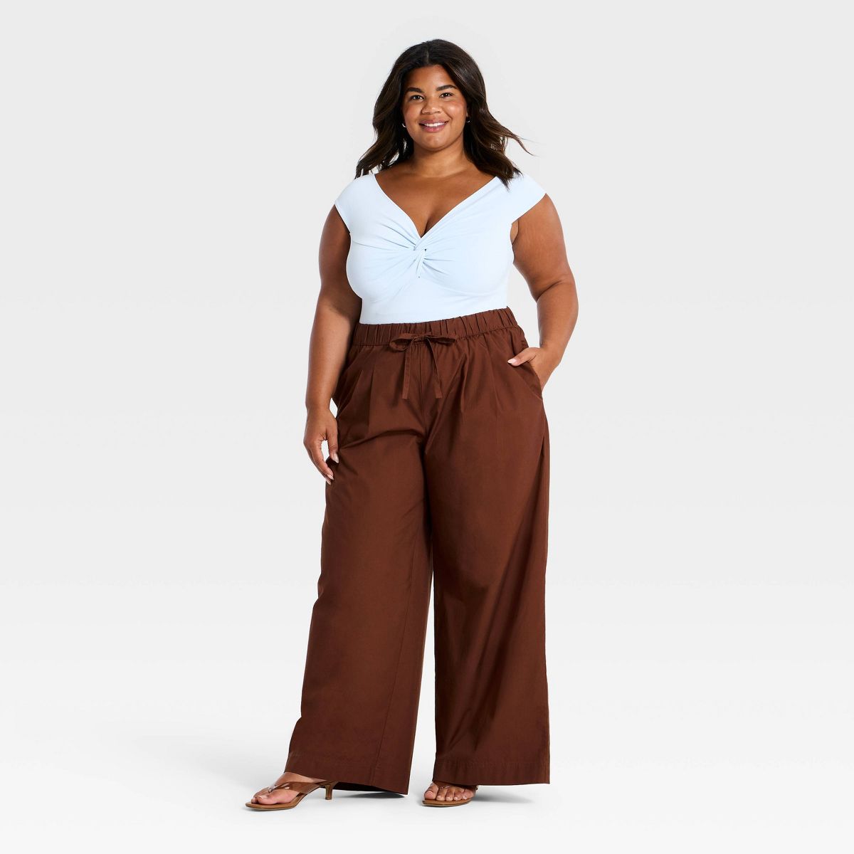 Women's Pull-On Twill Pants - A New Day™ - thumbnail 3