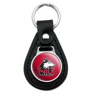 Northern Illinois University Primary Logo Black Leather Keychain - 1 of 4
