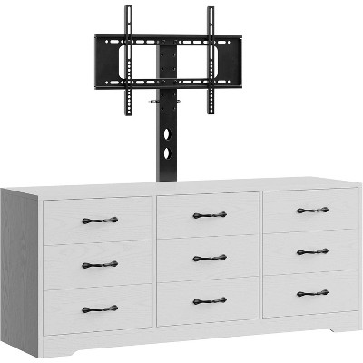 55in TV Stand with Mount for 32–85 Inch TVs, Media Console with 9 Drawers & Adjustable Height, Living Room Entertainment Center Furniture