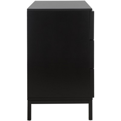 Black and Natural Rattan 3-Drawer Chest