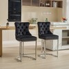 FONTOI 2PCS 25" Counter Height Bar Stools, Velvet Barstools with Button Back&Rivet Trim, Bar Stools, Black, 18.11"*38.2"*21.26" - 2 of 4