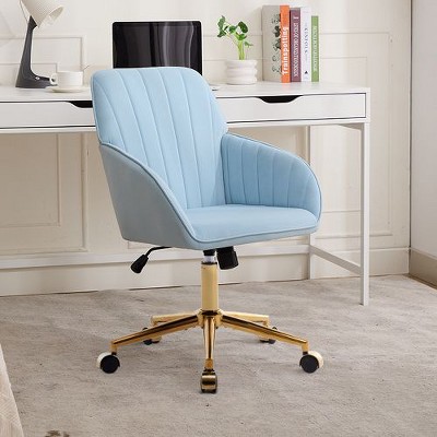 NicBex Adjustable Ergonomic Office Chair with Golden Base, Luxury Home Office Desk Chair with S-Shaped Backrest, Computer Swivel Chair, Vanity Chair