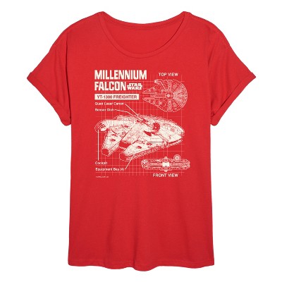 Women's - Star Wars - Mf Schematic Women's Oversized Tee Oversized Graphic T-Shirt