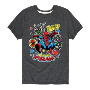 Boys' - Marvel - Spider-man Stickers Style Short Sleeve Graphic T-Shirt - 1 of 4