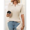 Clearlove Womens Sweater Collar V Neck Short Sleeve Casual Knit Sweater Tops - 3 of 4