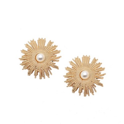 SOHI Women's Crystal Silver Rays Stud Earrings