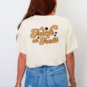 Simply Sage Market Trick Or Treat Flowers Front And Back Garment Dyed Tee - 1 of 4
