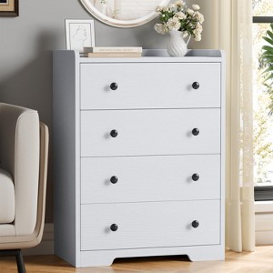 Furnulem 4-Drawer Dresser for Bedroom - White Wood Chest of Drawers Closet Storage Cabinet Organizer for Bedroom - 1 of 4