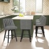Dyonery Counter Height Swivel Bar Stools Set of 2, 26.8 Inch Bar Stools with Footrest, Upholstered Barstools with Back and Solid Wood Legs for Kitchen - 3 of 4