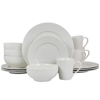 16pc Jasmine Porcelain Dinnerware Set White - Elama