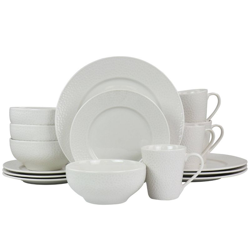 16pc Jasmine Porcelain Dinnerware Set White - Elama, 1 of 10