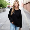 Amaryllis Women's Cable Knit Sleeve Crew Neck Sweater Long Sleeve Cozy Soft Knit Oversized Fit - 2 of 4