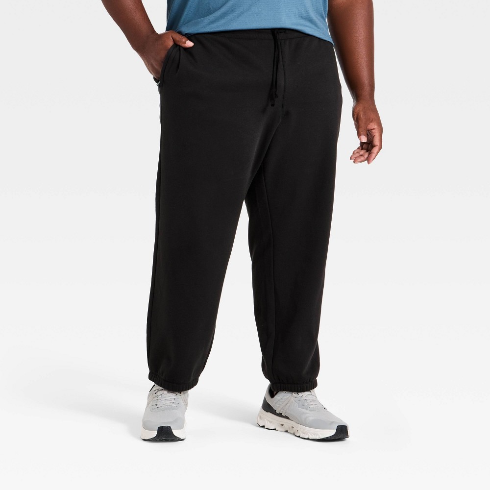 Men's Big Active Comfort Cotton Fleece Jogger Pants - All in Motion™ Jet Black 3XL