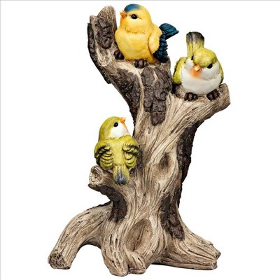 Hand-Painted Yellow Warblers Resin Garden Statue, 16.5 Inches