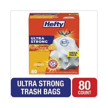 Hefty Ultra Strong Scented Tall White Kitchen Bags, 13 gal, 0.9 mil, 23.75" x 24.88", White, 80/Box Model No E88354