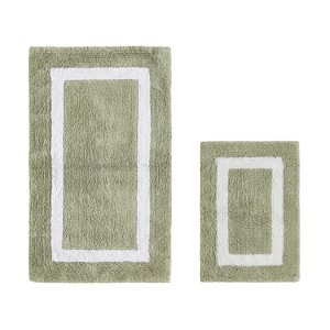 Hotel Bath Rug 100% Premium Cotton Tufted Weave Two Tone Reversible 2 Piece Bathroom Rug Set, Super Soft & Water Absorbent, Machine Washable Bathmat - 1 of 4