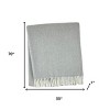 HomeRoots 55" X 70" Light Gray And White Herringbone Cotton And Microfiber Woven Throw Blanket with Fringe - 3 of 4