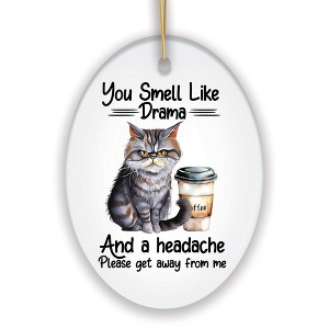 You Smell Like Drama Quirky Cat Ornament, Cute and Funny Christmas Gift| OrnamentallyYou - 1 of 4