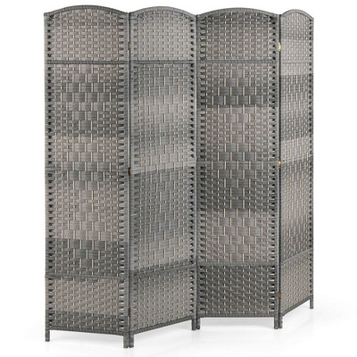 Tangkula 4-Panel Folding Privacy Screen Room Divider w/ Hand-woven Pattern for Home
