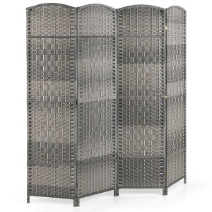 Tangkula 4-Panel Folding Privacy Screen Room Divider w/ Hand-woven Pattern for Home - 1 of 4