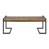 Coolbibila-Patio Benches With Cantilever Iron Legs, Garden Benches Constructed From Slatted Acacia Wood, Modern Garden Bench Outdoor - 3 of 4