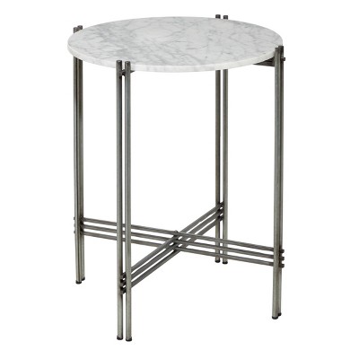 Contemporary Marble Accent Table Silver - Olivia & May