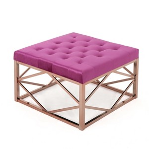 Talia Tufted Ottoman Fuchsia/Rose Gold - Christopher Knight Home, Pink/Pink Gold