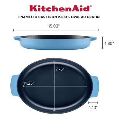 Kitchenaid 12 Enameled Cast Iron Induction Skillet With Helper Handle And  Pour Spouts Pistachio : Target