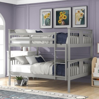 Streamdale Full over Full Bunk Bed with Ladder for Bedroom, Guest Room Furniture-Gray