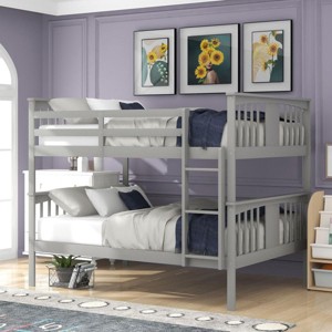Streamdale Full over Full Bunk Bed with Ladder for Bedroom, Guest Room Furniture-Gray - 1 of 4