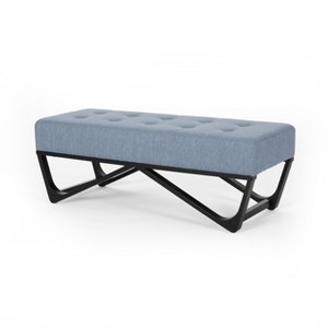 TiramisuBest Ottoman Bench - Light Grey Fabric Entryway Bench, 47.25"L x 17.5"W x 16.5"H - 1 of 4