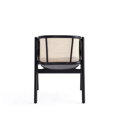 Versailles Black and Natural Cane Ergonomic Accent Chair