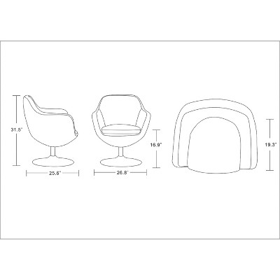 Elegant Gray Faux Leather Barrel Swivel Accent Chair