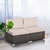 Costway 2PCS Patio Rattan Armless Sofa Sectional Furniture W/Cushion - 4 of 4