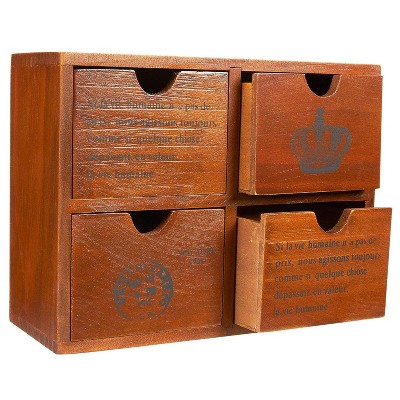 Juvale Wood Desktop Oragnizer Storage Box with 4 Drawers for Jewelry, Home and Office Supplies, Vintage French Design