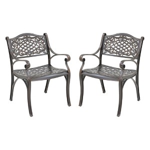 CLIHOME Cast Aluminum Stationary Outdoor Patio Dining Chairs(Set of 2) - 1 of 4