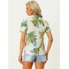 Allegra K Women's Hawaiian Floral Leaves Printed Short Sleeve Button Down  Vintage Beach Shirt Orange X-Small