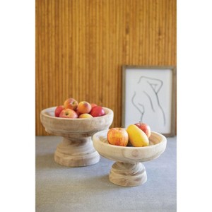 Turned Wooden Compotes, Natural Finish Decorative Bowls, Set of Two by Kalalou - 1 of 3