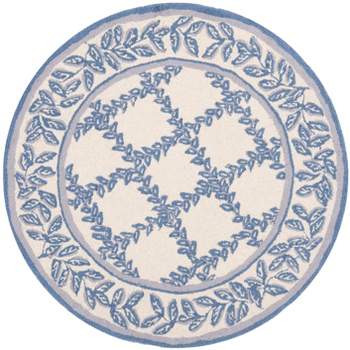 Chelsea Hk150a Hand Hooked Area Rug - Ivory/blue - 4' Round