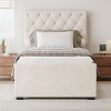 Twin Size Velvet Platform Bed with Trundle Bed Headboard and Adjustable Button Tufted Headboard, No Box Spring Needed-ModernLuxe - 2 of 4