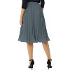 Women's Chiffon Pleated Midi Skirt - High Elastic Waist A-Line Swing Skirt Dark Gray - 3 of 4