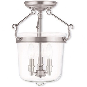 Livex Lighting Rockford 3 - Light Semi-Flush Mount in  Polished Nickel - 1 of 4