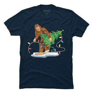 Men's Design By Humans Bigfoot Christmas Tree Sasquatch Santa Christmas Gift By amitsurti T-Shirt - 1 of 4