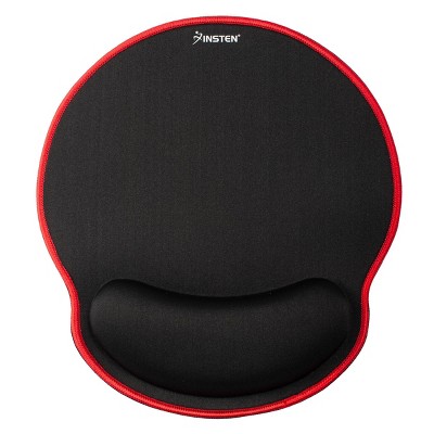 Insten Mouse Pad with Wrist Support Rest, Stitched Edge Mat, Ergonomic Support, Pain Relief Memory Foam, Round, Black, 10.5 x 9.5 inches